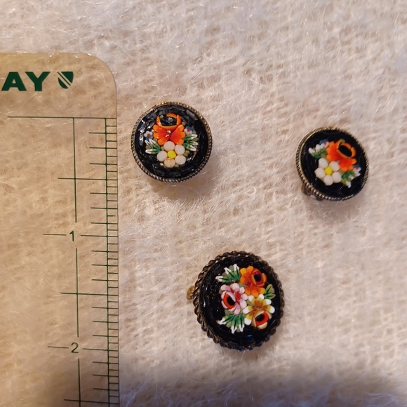 Italian mosaic vintage errings and brooch - Picture 4 of 4